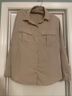 Old Navy Beige Button-Up Utility Shirt
